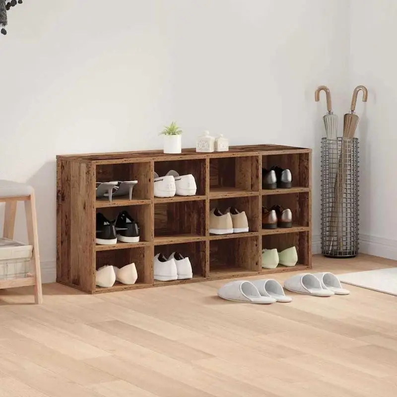 Schuhregal schmal mit 12 Fächern zur Wandmontage