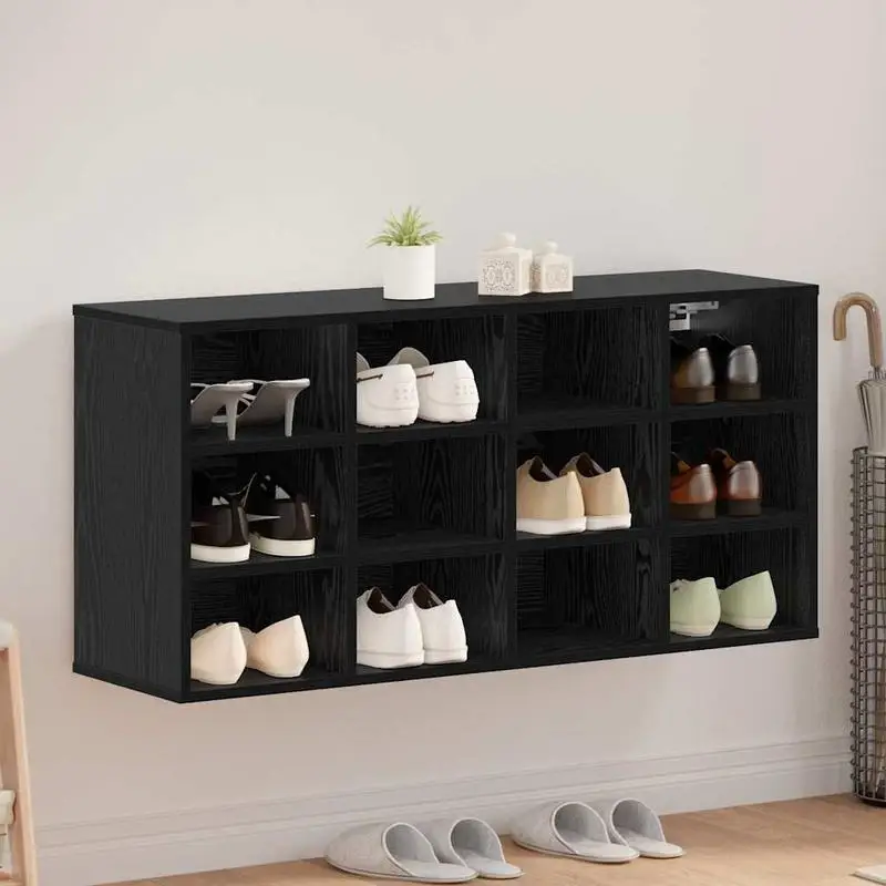 Schuhregal schmal mit 12 Fächern zur Wandmontage
