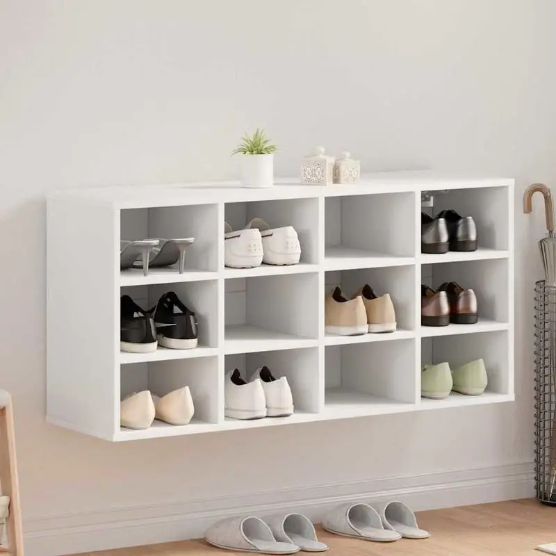 Schuhregal schmal mit 12 Fächern zur Wandmontage