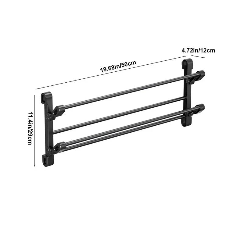 Schuhregal zur Wandmontage klappbar 2 Ebenen Schwarz 50 cm