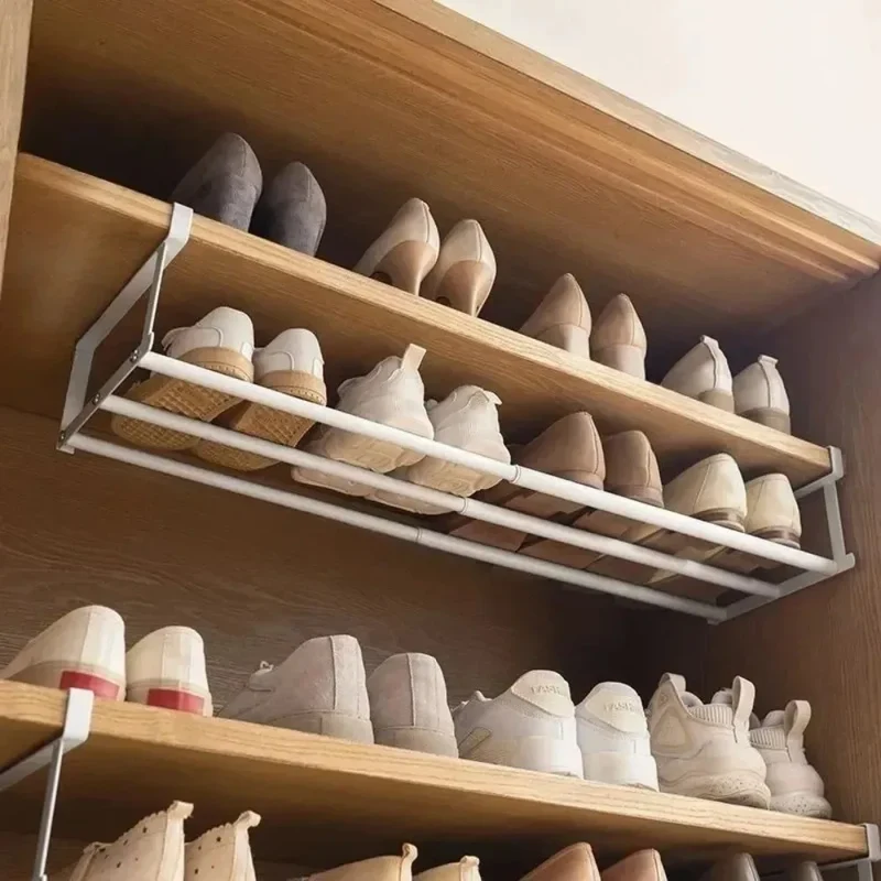 Schuhregal Weiß Verstellbar 2 Ebenen für den Schrank