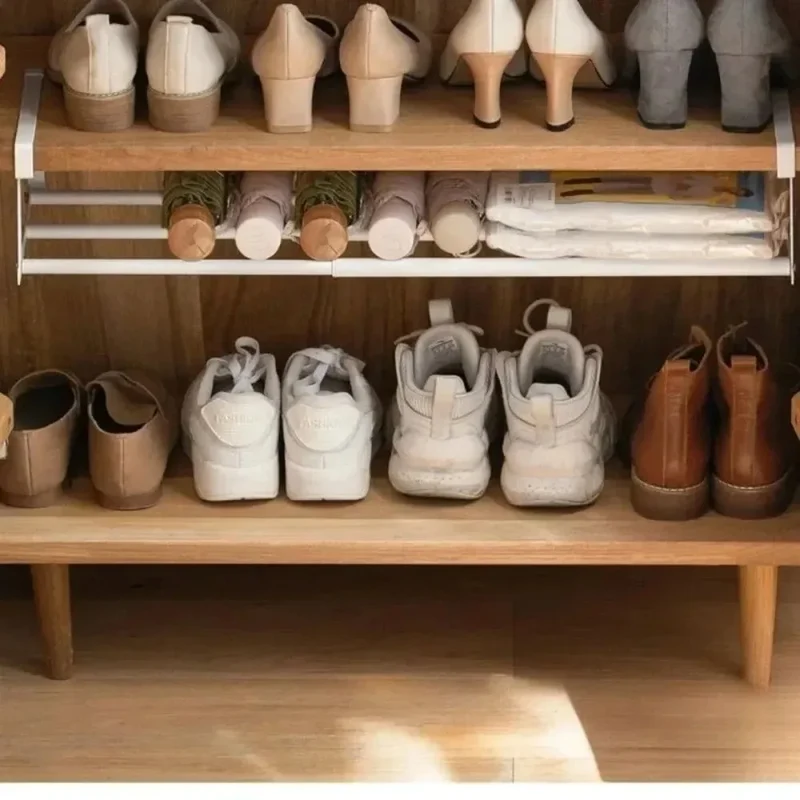 Schuhregal Weiß Verstellbar 2 Ebenen für den Schrank