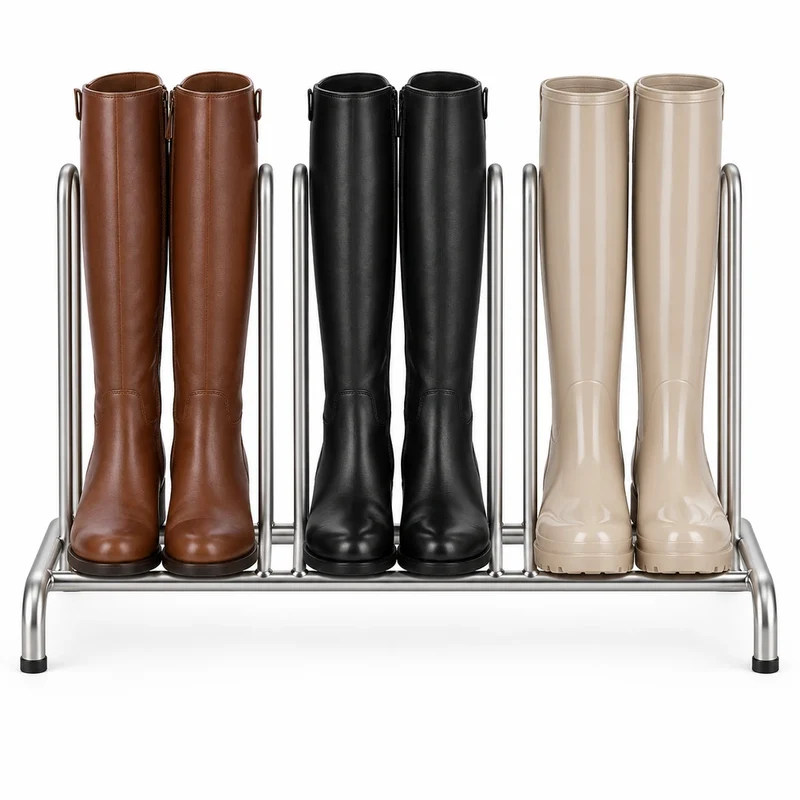 Stiefelhalter Silber für 3 Paar – 57,2 × 18,2 × 43 cm