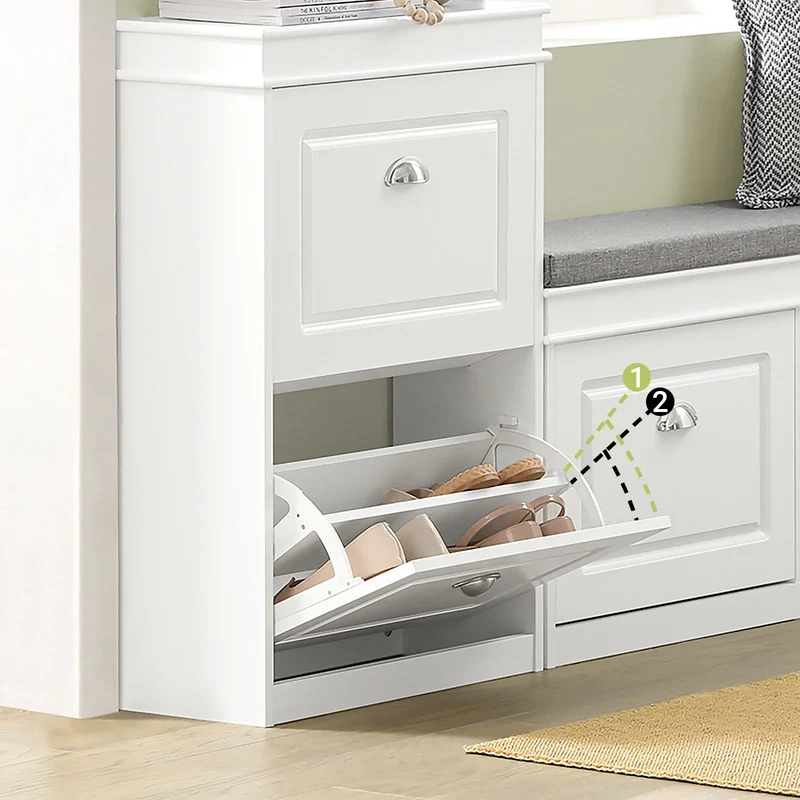 Schuhschrank Grün mit 2 Abklapptüren Schuhaufbewahrung