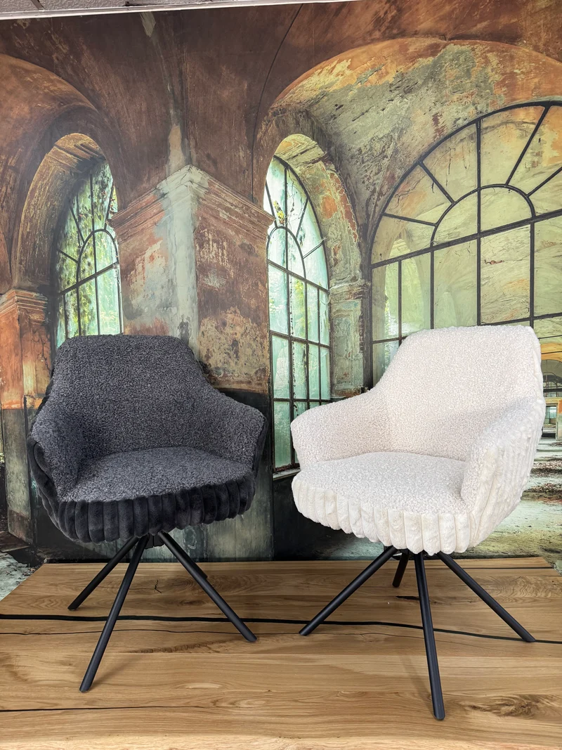 Esszimmerstuhl Stuhl Stühle +Teddy-Cord +Metallgestell +Dreh-Rück-Funktion +vers. Farben +Neu auf Lager