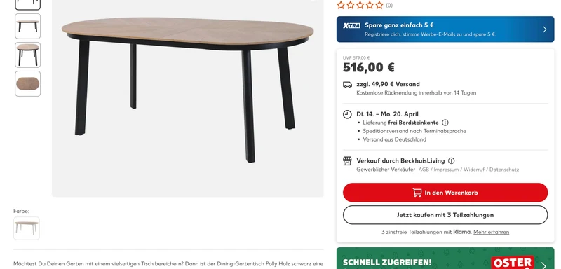 Esstisch Gartentisch Outdoortisch Terassentisch +versch Modelle +Neu auf Lager