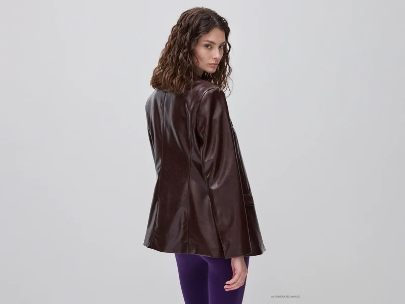 Taillierter Blazer aus beschichtetem Stoff