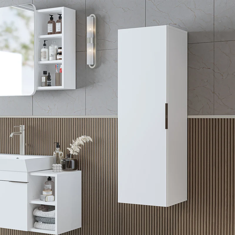 Roomart Badmöbel-Set LYCIA 120 cm, 4-teilig mit Doppelwaschtisch und Spiegelschrank, in 4 Farben