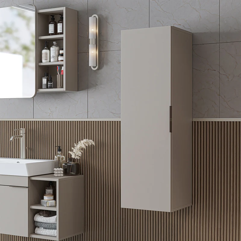 Roomart Badmöbel-Set LYCIA 120 cm, 4-teilig mit Doppelwaschtisch und Spiegelschrank, in 4 Farben