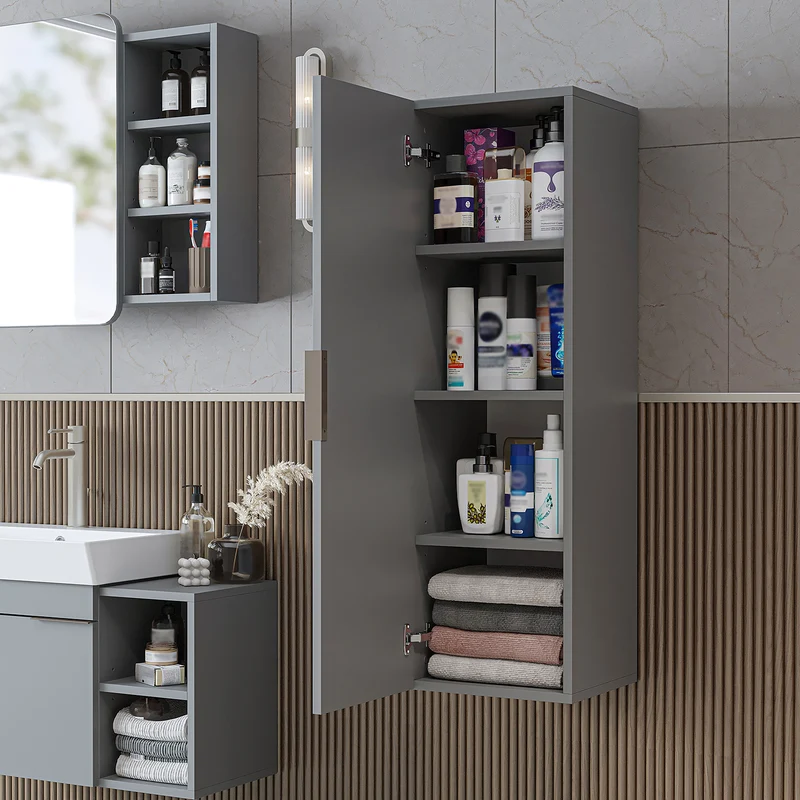 Roomart Badmöbel-Set LYCIA 120 cm, 4-teilig mit Doppelwaschtisch und Spiegelschrank, in 4 Farben