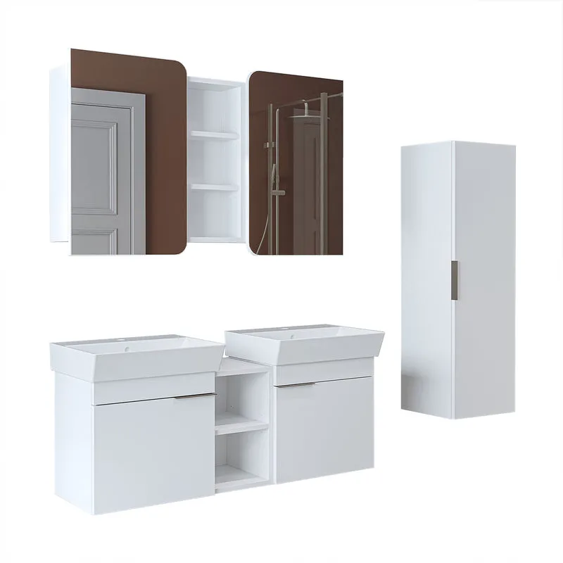 Roomart Badmöbel-Set LYCIA 120 cm, 4-teilig mit Doppelwaschtisch und Spiegelschrank, in 4 Farben