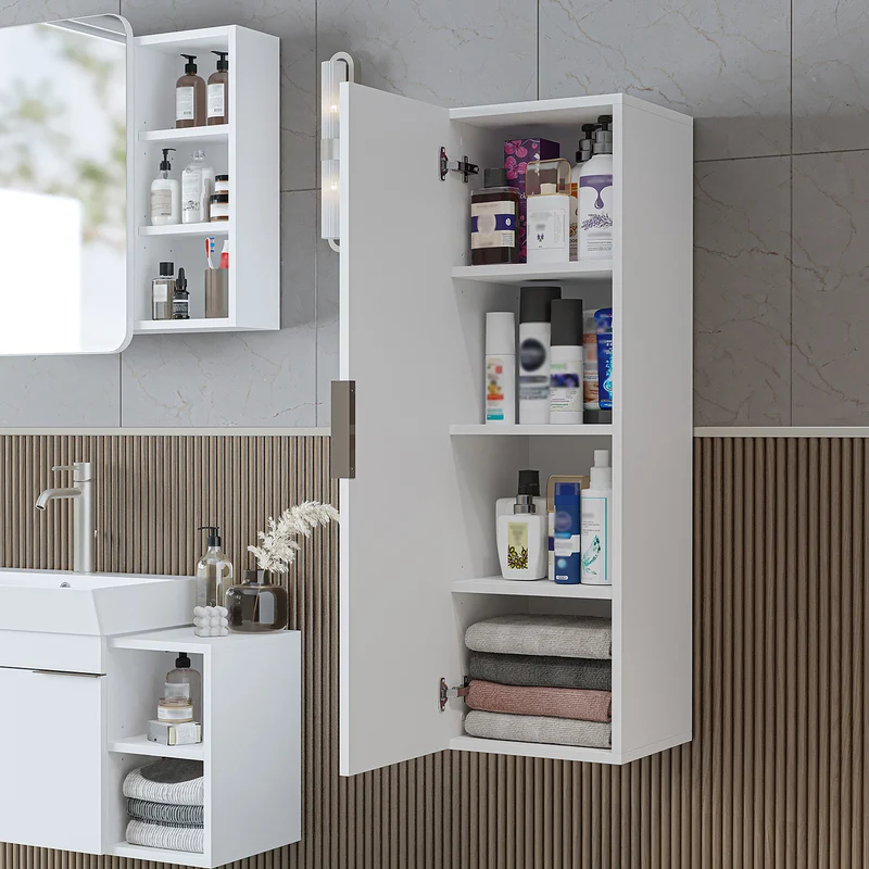 Roomart Badmöbel-Set LYCIA 82 cm, 4-teilig mit Spiegelschrank und Hochschrank, in 4 Farben