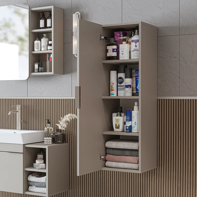 Roomart Badmöbel-Set LYCIA 82 cm, 4-teilig mit Spiegelschrank und Hochschrank, in 4 Farben