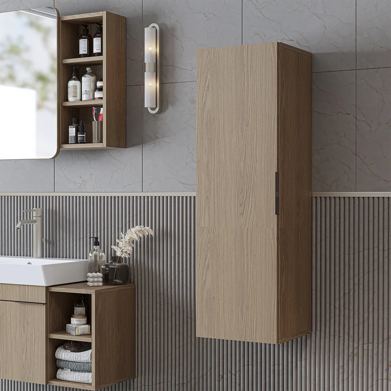 Roomart Badmöbel-Set LYCIA 82 cm, 4-teilig mit Spiegelschrank und Hochschrank, in 4 Farben