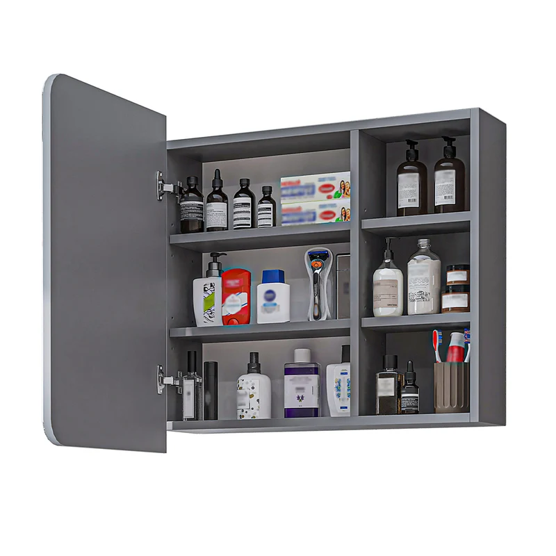 Roomart Badmöbel-Set LYCIA 82 cm, 4-teilig mit Spiegelschrank und Hochschrank, in 4 Farben