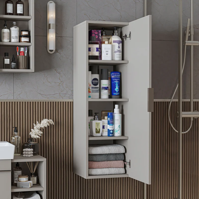 Roomart Badmöbel-Set LYCIA 82 cm, 4-teilig mit Spiegelschrank und Hochschrank, in 4 Farben