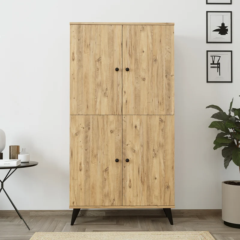 Roomart Mehrzweckschrank RETRA-II, 165 cm, mit Türen und 4 Fächern, in Eiche