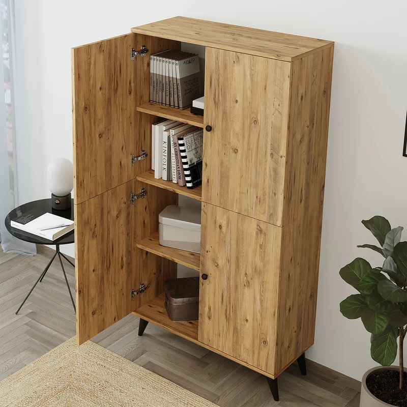 Roomart Mehrzweckschrank RETRA-II, 165 cm, mit Türen und 4 Fächern, in Eiche