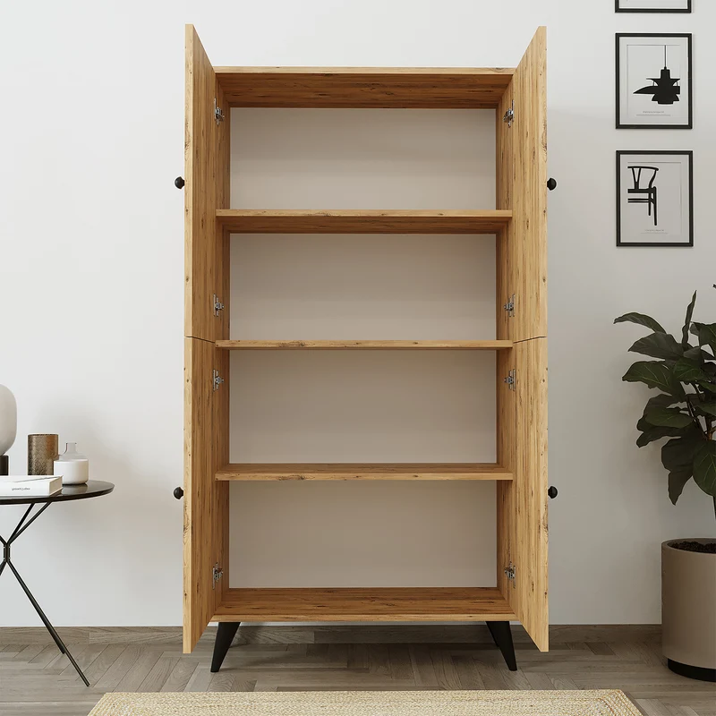 Roomart Mehrzweckschrank RETRA-II, 165 cm, mit Türen und 4 Fächern, in Eiche
