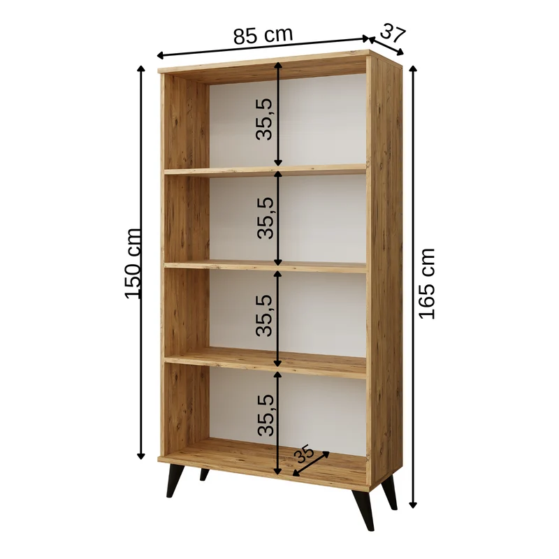Roomart Mehrzweckschrank RETRA-II, 165 cm, mit Türen und 4 Fächern, in Eiche