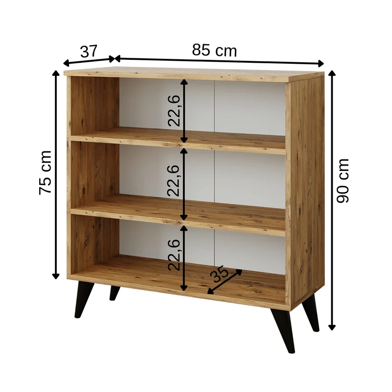 Roomart Mehrzweckschrank RETRA-I, 85 cm, mit 2 Türen und 3 Fächern, in Eiche
