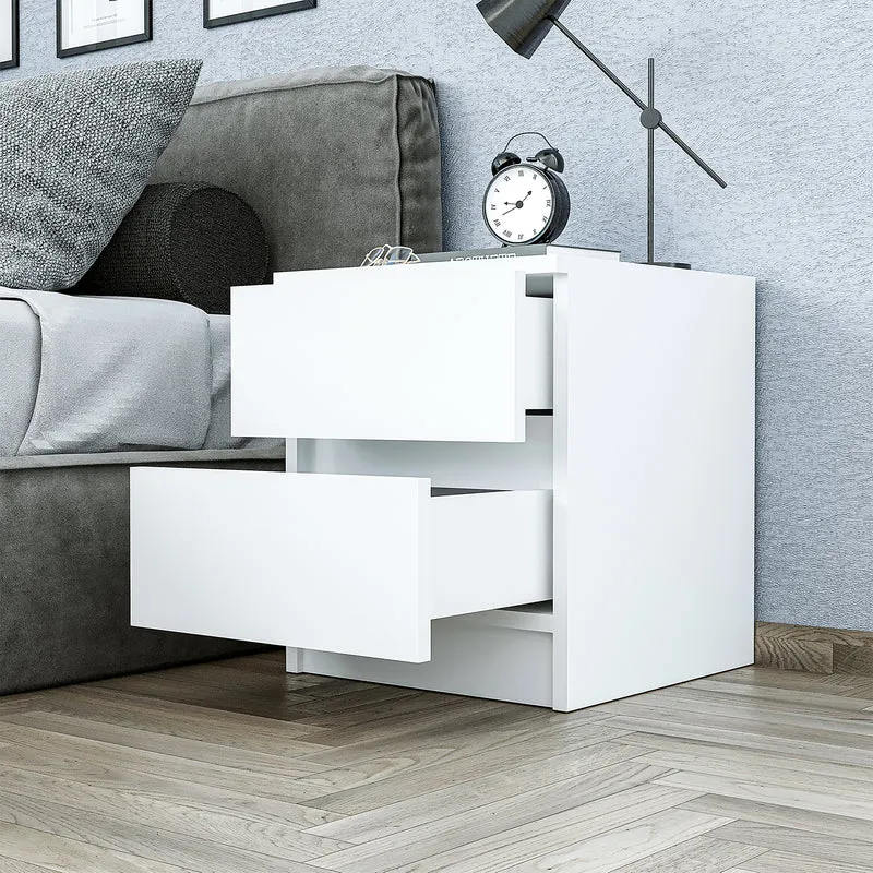Roomart Nachttisch - Nachtkästchen KOMO, 40 cm, mit 2 Schubladen, in Weiß