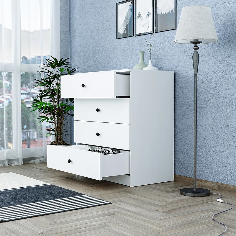 Roomart Kommode - Aufbewahrungsschrank SIFO, 80 cm, mit 4 Schubladen, in Weiß