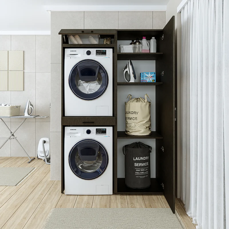Roomart Waschmaschinenschrank DUO-I, 127 cm, Überbauschrank für Waschmaschine & Trockner, in 3 Farben
