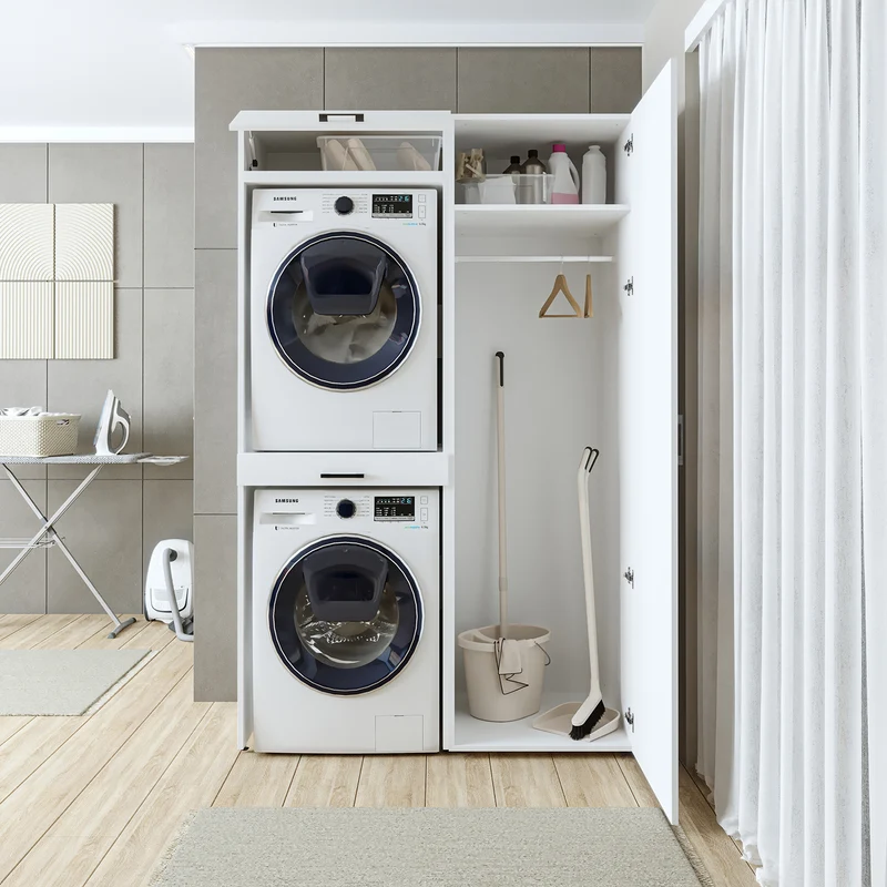 Roomart Waschmaschinenschrank DUO-I, 127 cm, Überbauschrank für Waschmaschine & Trockner, in 3 Farben