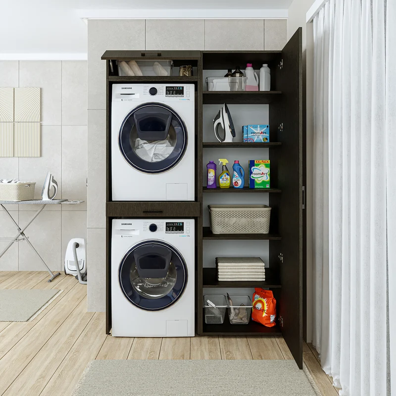 Roomart Waschmaschinenschrank DUO-I, 127 cm, Überbauschrank für Waschmaschine & Trockner, in 3 Farben