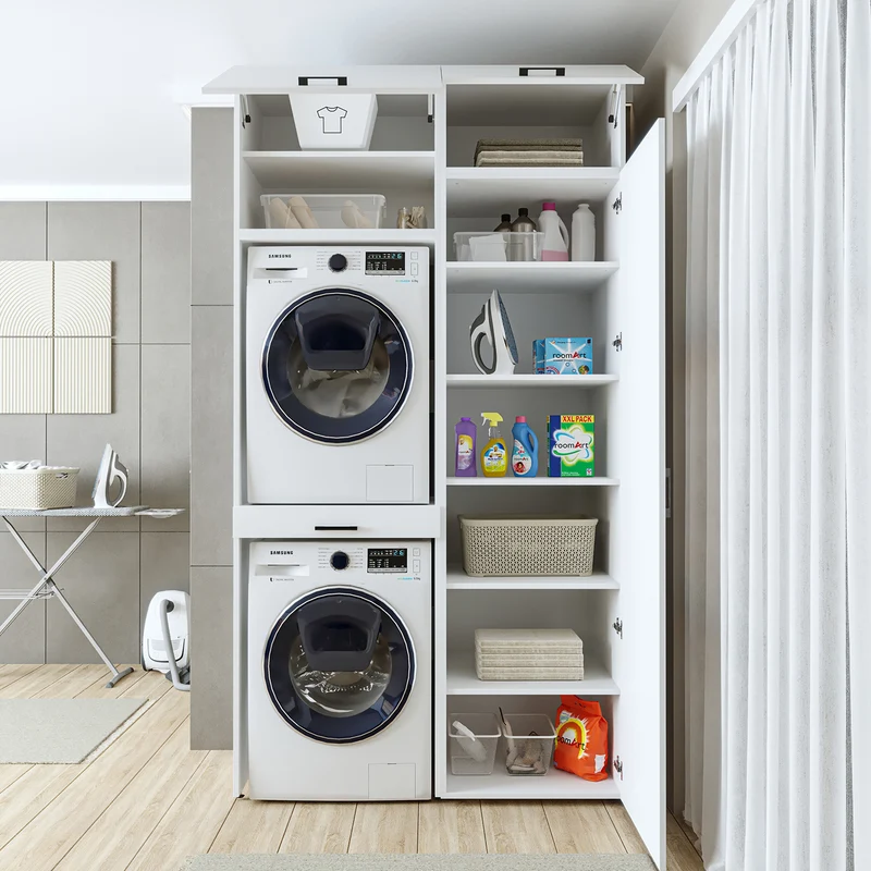 Roomart Waschmaschinenschrank DUO-I, 127 cm, Überbauschrank für Waschmaschine & Trockner, in 3 Farben