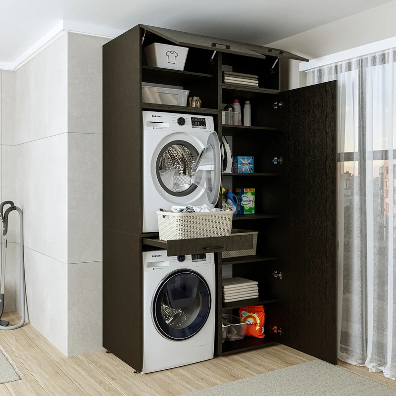 Roomart Waschmaschinenschrank DUO-I, 127 cm, Überbauschrank für Waschmaschine & Trockner, in 3 Farben