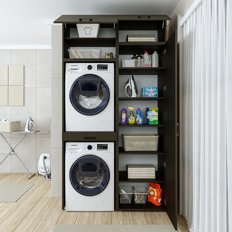Roomart Waschmaschinenschrank DUO-I, 127 cm, Überbauschrank für Waschmaschine & Trockner, in 3 Farben