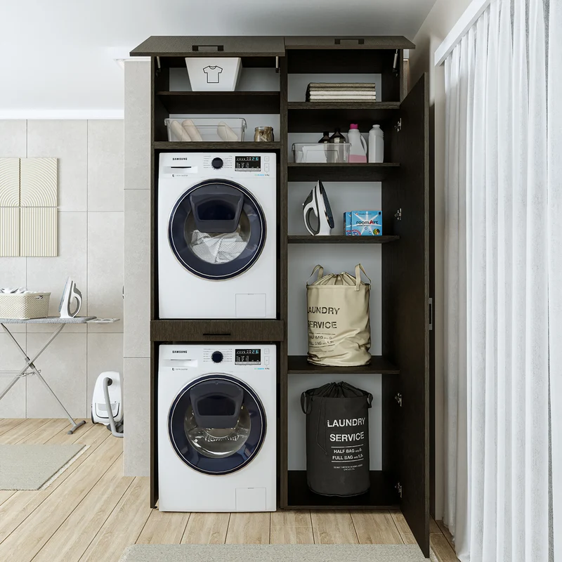 Roomart Waschmaschinenschrank DUO-I, 127 cm, Überbauschrank für Waschmaschine & Trockner, in 3 Farben