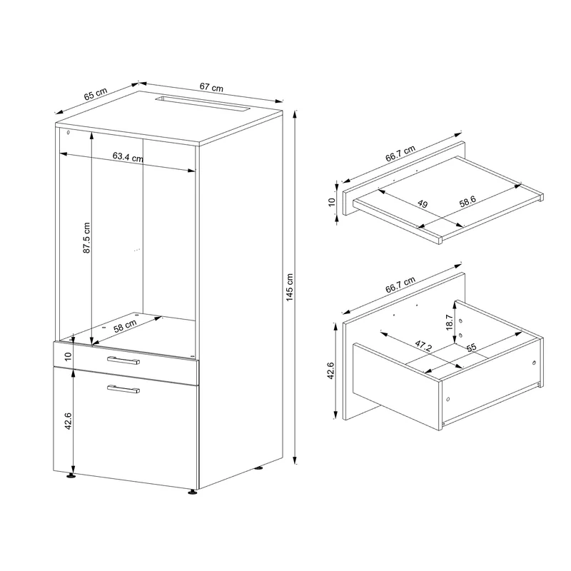 Roomart Waschmaschinenschrank SERIE 2, 67 cm, mit Ausziehbrett und Schublade, in 3 Farben