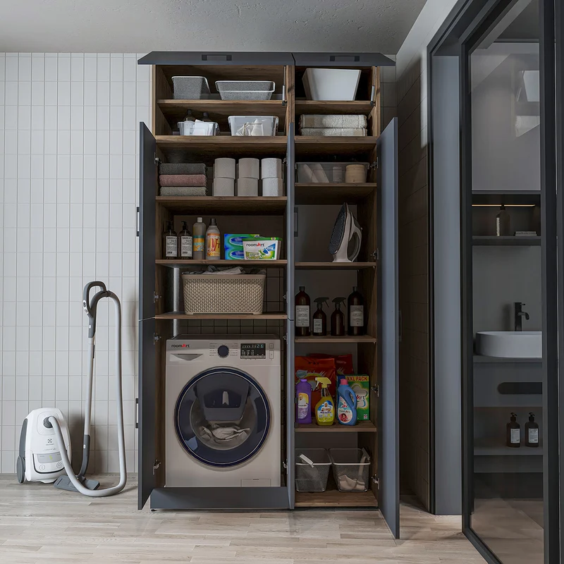 Roomart Waschmaschinenschrank DORA-II, 115 cm, für Waschmaschine und Trockner, in 5 Farben