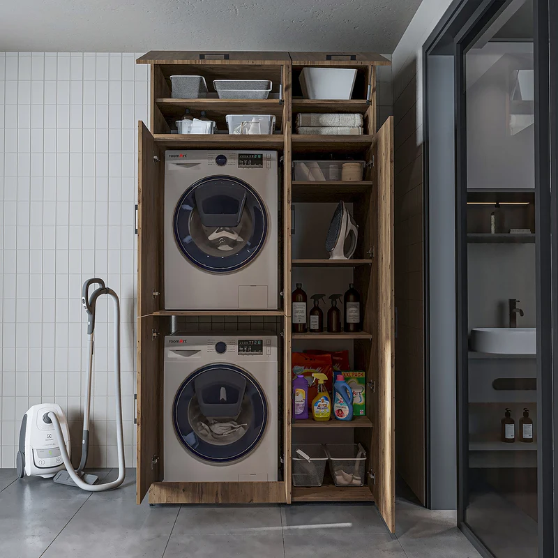 Roomart Waschmaschinenschrank DORA-II, 115 cm, für Waschmaschine und Trockner, in 5 Farben