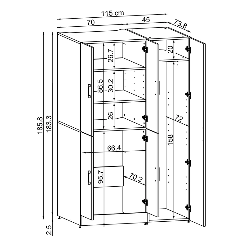 Roomart Waschmaschinenschrank DORA-II, 115 cm, für Waschmaschine und Trockner, in 5 Farben