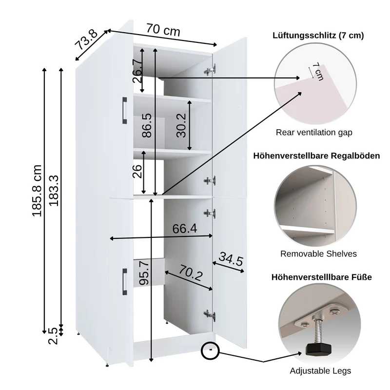Roomart Waschmaschinenschrank DORA-II, 115 cm, für Waschmaschine und Trockner, in 5 Farben