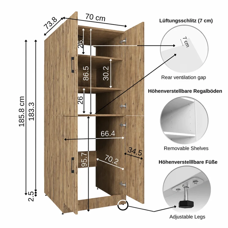 Roomart Waschmaschinenschrank DORA-II, 115 cm, für Waschmaschine und Trockner, in 5 Farben