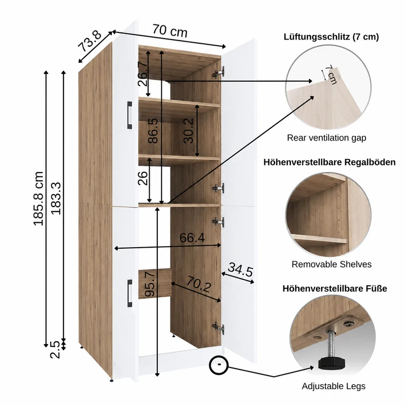 Roomart Waschmaschinenschrank DORA-II, 115 cm, für Waschmaschine und Trockner, in 5 Farben