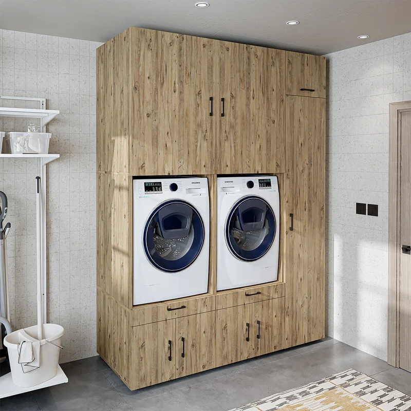 Roomart Waschmaschinenschrank SERIE 3, 179 cm, für zwei Geräte mit Hochschrank, in 3 Farben
