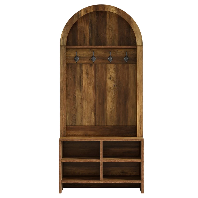 Tribesigns 4-in-1 Flurgarderobe mit Sitzbank, Schuhablage, 4 Haken und Fächern