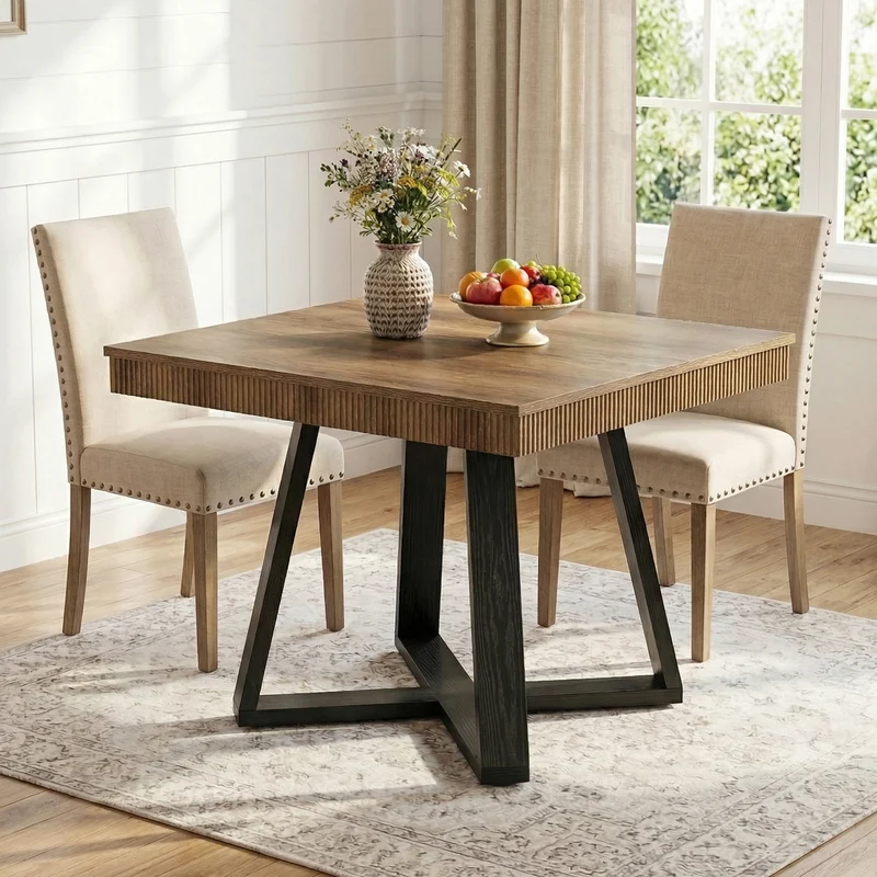 Tribesigns Kleiner Esstisch 80x80 cm quadratisch für 2–4 Personen, platzsparender Küchentisch mit X-Gestell