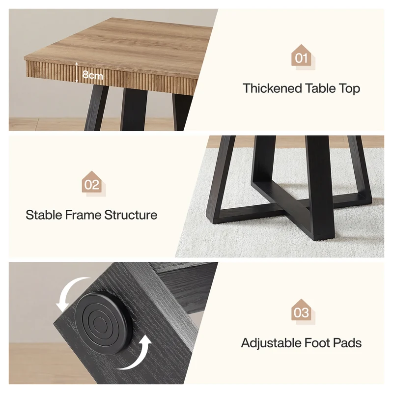 Tribesigns Kleiner Esstisch 80x80 cm quadratisch für 2–4 Personen, platzsparender Küchentisch mit X-Gestell
