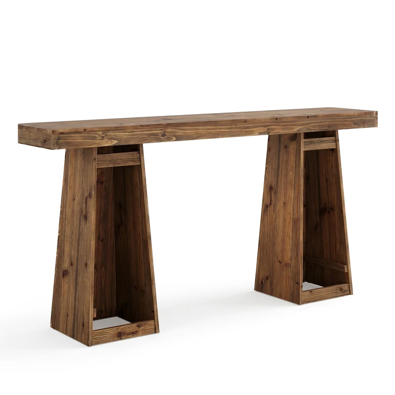 Tribesigns Massivholz Konsolentisch 160 cm, Schmaler Sofatisch hinter der Couch