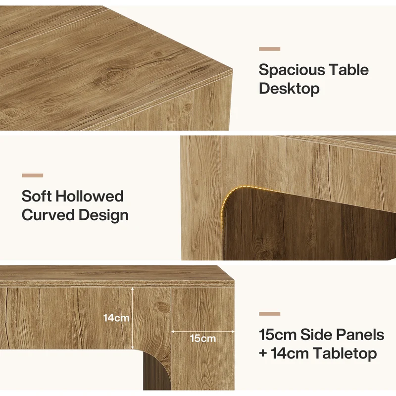 Tribesigns Quadratischer Couchtisch 100 cm im Landhausstil mit geschwungenem Design