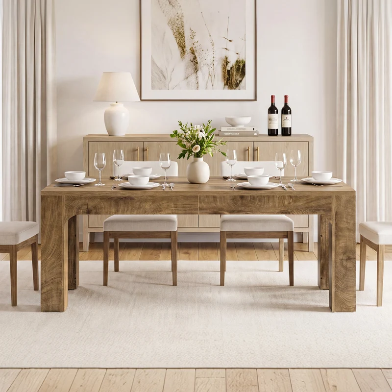 Esstisch 180 cm für 4–6 Personen, Rechteckiger Esszimmertisch im Landhausstil mit Stabilen Beinen