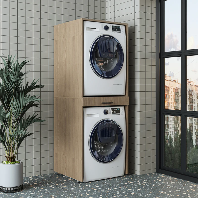 Roomart Waschmaschinenschrank DUO-I, 67 cm, für Waschmaschine und Trockner