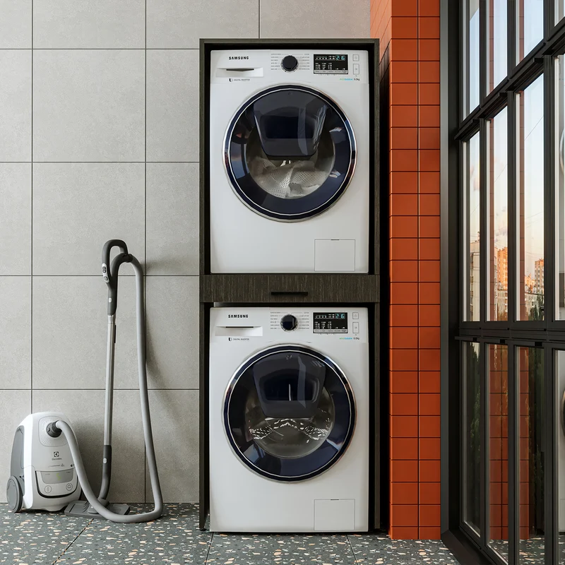 Roomart Waschmaschinenschrank DUO-I, 67 cm, für Waschmaschine und Trockner